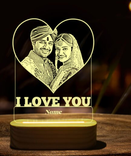 Heart-Shaped Personalized LED Photo Frame – I Love You Edition